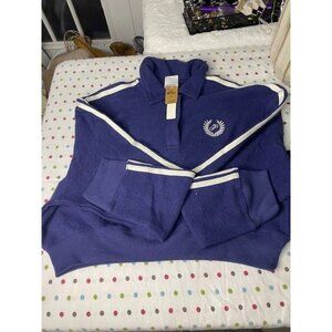 Victoria’s Secret PINK Cropped Quarter-Zip Sweatshirt – Blue with White Trim (NW
